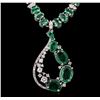 Image 1 : 14KT White Gold 30.81ctw Emerald and Diamond Necklace