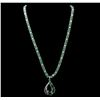Image 2 : 14KT White Gold 30.81ctw Emerald and Diamond Necklace