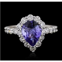 14KT White Gold 3.42ct Tanzanite and Diamond Ring