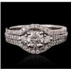 Image 1 : 14KT White Gold 0.88ctw Diamond Ring