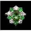 Image 1 : 14KT White Gold 3.85ct Andalusite, Tsavorite and Topaz Ring