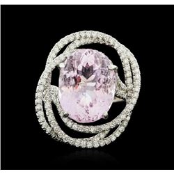 14KT White Gold 11.79ct Kunzite and Diamond Ring