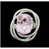 Image 1 : 14KT White Gold 11.79ct Kunzite and Diamond Ring