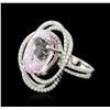 Image 2 : 14KT White Gold 11.79ct Kunzite and Diamond Ring