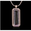 Image 2 : 14KT Rose Gold GIA Certified 162.70ct Kunzite and Diamond Pendant With Chain