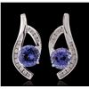 Image 1 : 14KT White Gold 6.30ctw Tanzanite and Diamond Earrings