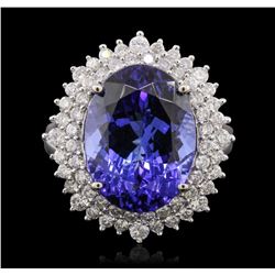 14KT White Gold 11.01ct GIA Certified Tanzanite and Diamond Ring