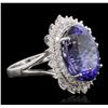 Image 2 : 14KT White Gold 11.01ct GIA Certified Tanzanite and Diamond Ring
