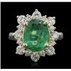 Image 1 : 14KT Yellow Gold 2.08ct Emerald and Diamond Ring