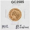Image 1 : 1912 $5 Indian Head Quarter Eagle Gold Coin