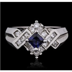 14KT White Gold 0.41ct Sapphire and Diamond Ring