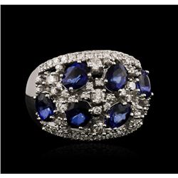 14KT White Gold 3.12ctw Sapphire and Diamond Ring