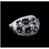 Image 2 : 14KT White Gold 3.12ctw Sapphire and Diamond Ring