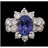 Image 1 : 14KT White Gold 4.14ct Tanzanite and Diamond Ring