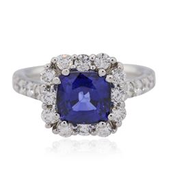 14KT White Gold 3.00ct Sapphire and Diamond Ring