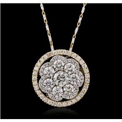 14KT Two-Tone Gold 2.19ctw Diamond Pendant With Chain