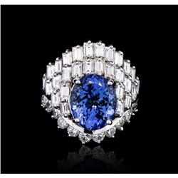 14KT White Gold 6.74ct Tanzanite and Diamond Ring