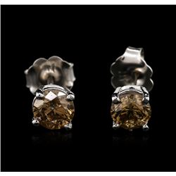 14KT White Gold 0.81ctw Fancy Brown Diamond Stud Earrings