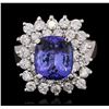 Image 1 : 14KT White Gold 4.33ct Tanzanite and Diamond Ring
