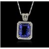 18KT White Gold GIA Certified 16.95ct Tanzanite and Diamond Pendant With Chain