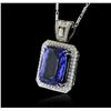 Image 2 : 18KT White Gold GIA Certified 16.95ct Tanzanite and Diamond Pendant With Chain
