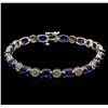 Image 1 : 12.82ctw Sapphire and Diamond Bracelet - 14KT White Gold
