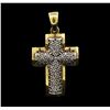 Image 1 : 0.70ctw Diamond Cross Pendant - 14KT Yellow Gold