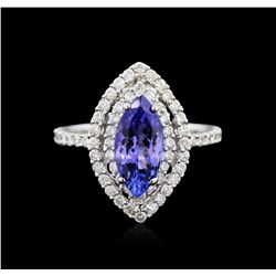 14KT White Gold 1.64ct Tanzanite and Diamond Ring