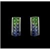 Image 1 : 2.40ctw Blue and Green Sapphire Earrings - 14KT White Gold