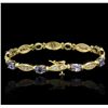 Image 2 : 14KT Yellow Gold 5.36ctw Tanzanite and Diamond Bracelet