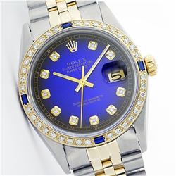 Rolex Two-Tone Diamond and Sapphire DateJust Men's Watch