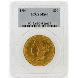 1904 PCGS MS64 $20 Liberty Head Double Eagle Gold Coin