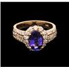 Image 1 : 2.30ct Tanzanite and Diamond Ring - 14KT Rose Gold