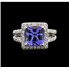Image 1 : 3.44ct Tanzanite and Diamond Ring - 14KT White Gold
