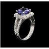 Image 3 : 3.44ct Tanzanite and Diamond Ring - 14KT White Gold