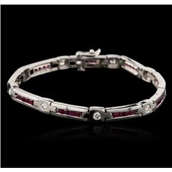 14KT White Gold 2.40ctw Ruby and Diamond Bracelet