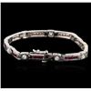 Image 2 : 14KT White Gold 2.40ctw Ruby and Diamond Bracelet