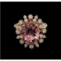 3.06ct Pink Tourmaline and Diamond Ring - 14KT Rose Gold