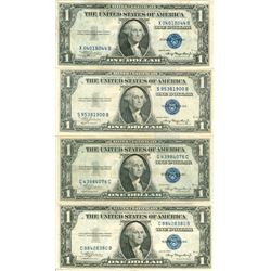 1935 $1 Silver Certificate Lot of 4 Assorted Bills