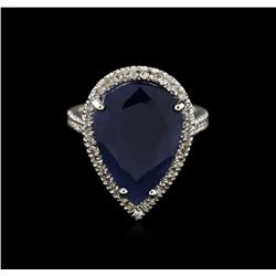 14KT White Gold 14.46ct Sapphire and Diamond Ring