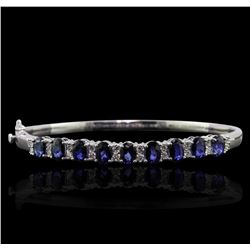 14KT White Gold 4.68ctw Sapphire and Diamond Bangle Bracelet