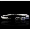 Image 3 : 14KT White Gold 4.68ctw Sapphire and Diamond Bangle Bracelet