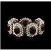 Image 1 : 14KT White Gold 66.64ctw Ruby and Diamond Bracelet