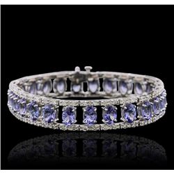 14KT White Gold 19.75ctw Tanzanite and Diamond Bracelet