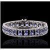 Image 1 : 14KT White Gold 19.75ctw Tanzanite and Diamond Bracelet