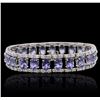 Image 2 : 14KT White Gold 19.75ctw Tanzanite and Diamond Bracelet