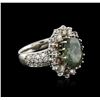 Image 2 : 14KT White Gold 6.33ct Green Sapphire and Diamond Ring
