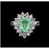 Image 1 : 14KT White Gold 1.39ct Emerald and Diamond Ring