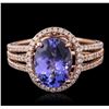 Image 1 : 14KT Rose Gold 2.92ct Tanzanite and Diamond Ring
