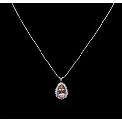 14KT White Gold 8.37ct Morganite and Diamond Pendant With Chain